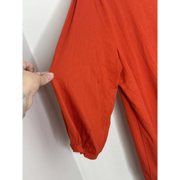 Lane Bryant Womens Orange Cowl Neck Stretch 3/4 Sleeve Tunic Top Sz 18/20 New - Picture 4 of 5